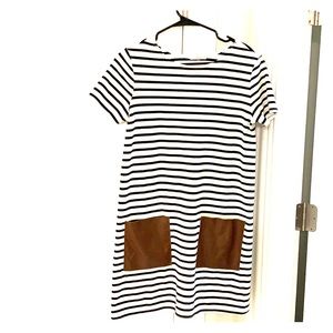 Black and off white dress